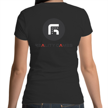 Load image into Gallery viewer, Reality Games AS Colour Bevel - Womens V-Neck T-Shirt (Limited Logo) - Reality Games Australia