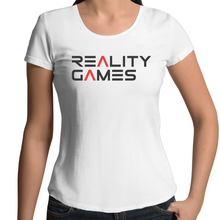Load image into Gallery viewer, Reality Games AS Colour Mali - Womens Scoop Neck T-Shirt (Text Logo) - Reality Games Australia
