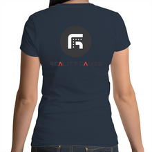 Load image into Gallery viewer, Reality Games AS Colour Mali - Womens Scoop Neck T-Shirt (Text Logo) - Reality Games Australia