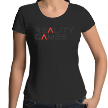 Load image into Gallery viewer, Reality Games AS Colour Mali - Womens Scoop Neck T-Shirt (Text Logo) - Reality Games Australia