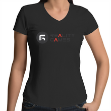 Load image into Gallery viewer, Reality Games AS Colour Bevel - Womens V-Neck T-Shirt (Limited Logo) - Reality Games Australia